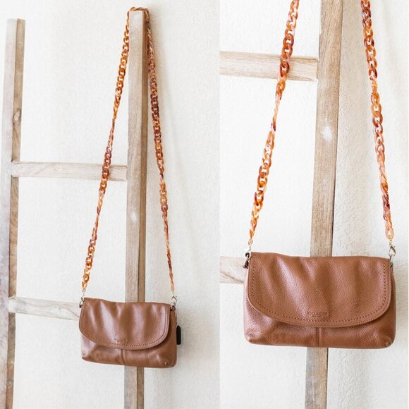 COACH F51821 PARK SADDLE BROWN PEBBLED LEATHER MINI BAG WRISTLET WALLET CLUTCH - Picture 14 of 14